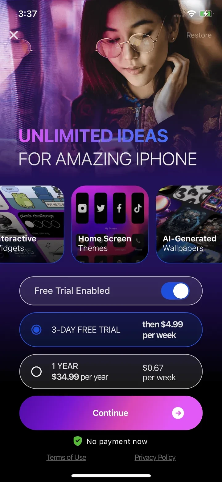 MyScreen - Live Wallpapers paywall screenshot