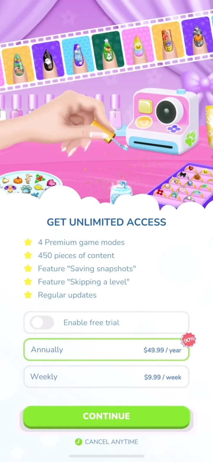 Nail Salon Games for Kids 2-5 paywall screenshot