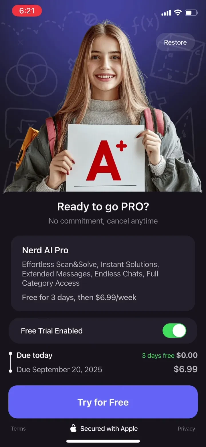 Nerd AI - Math Problem Solver paywall screenshot