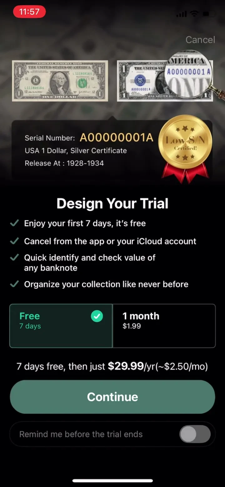 NoteSnap: Banknote Identifier paywall screenshot