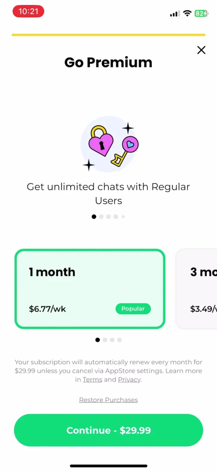 Once: Perfect Match Dating App paywall screenshot