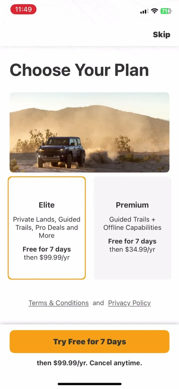 onX Offroad: Trail Maps & GPS paywall screenshot