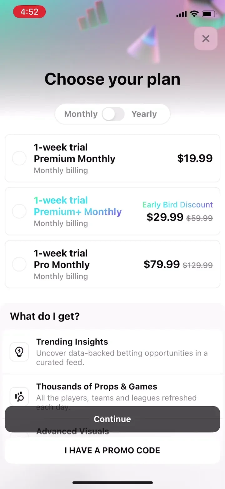 Outlier: Smart Sports Betting paywall screenshot