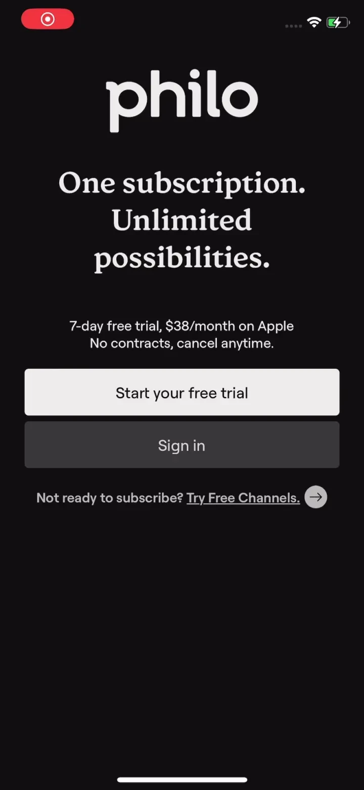 Philo: Shows, Movies & Live TV paywall screenshot