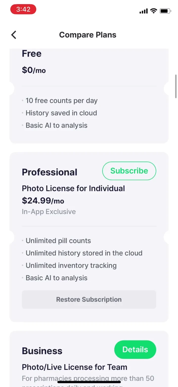 PillEye – tablet, pill counter paywall screenshot