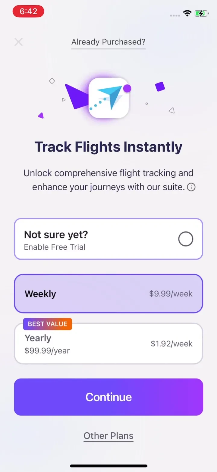 Planes Live - Flight Tracker paywall screenshot
