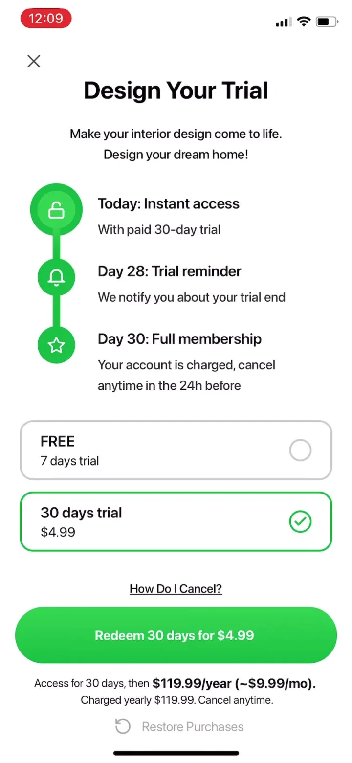 Planner 5D: AI Home Design paywall screenshot
