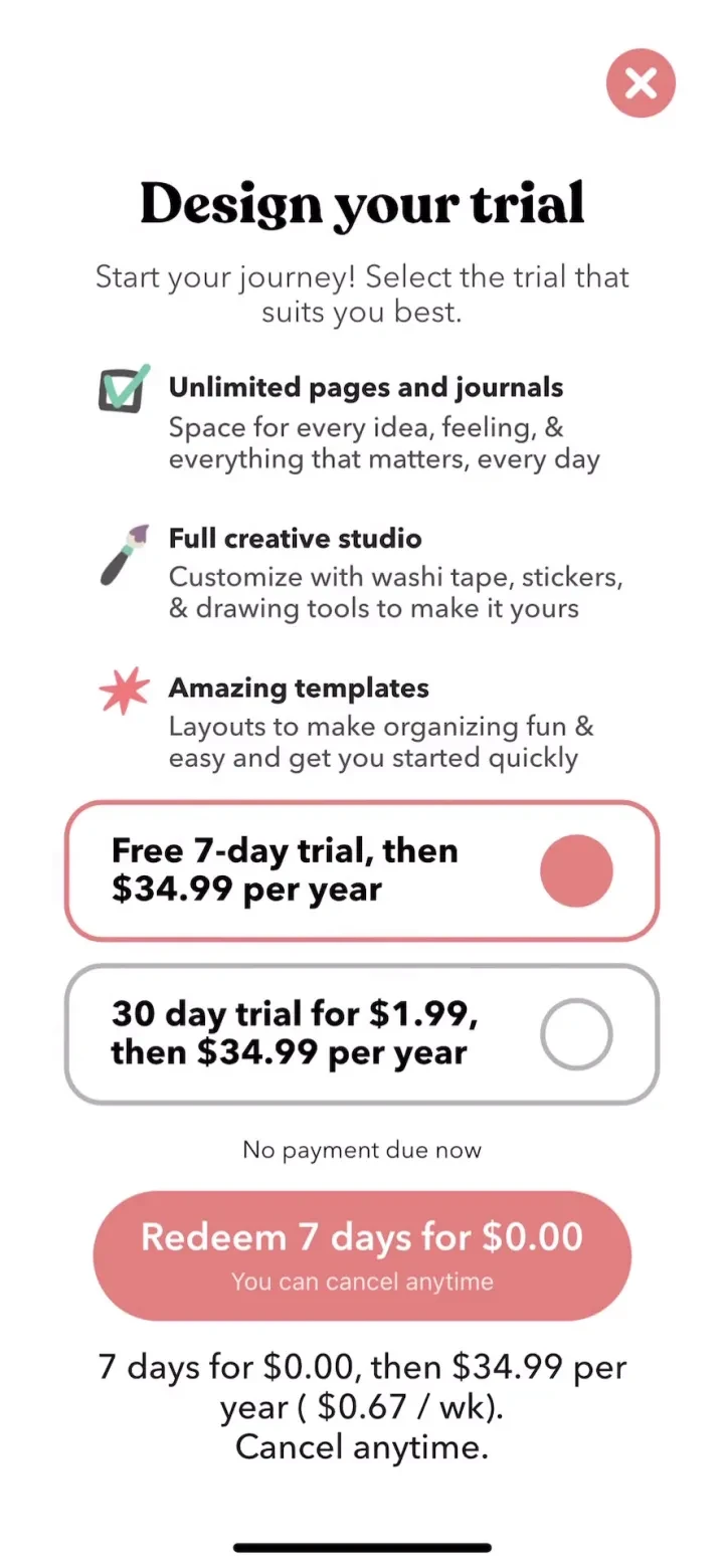 Planner & Journal - Zinnia paywall screenshot