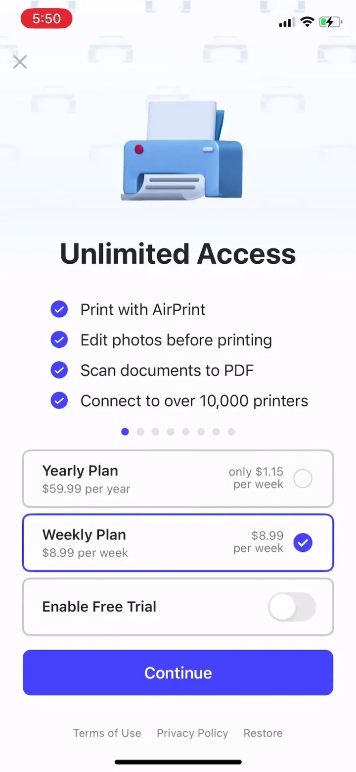 Printer App: Smart Print paywall screenshot