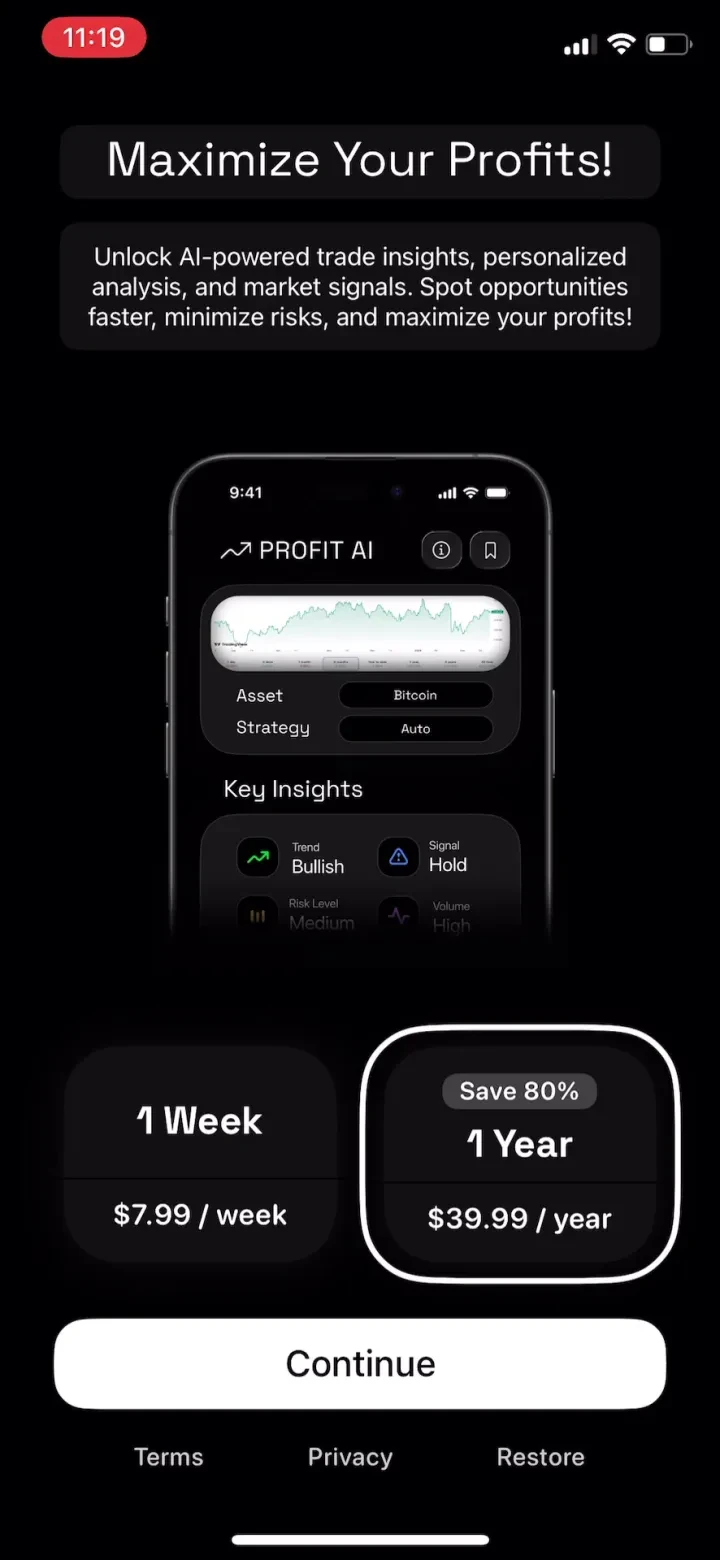 Profit AI - Trading Assistant paywall screenshot