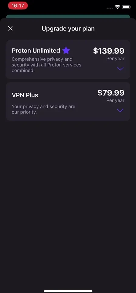 Proton VPN: Fast & Secure paywall screenshot
