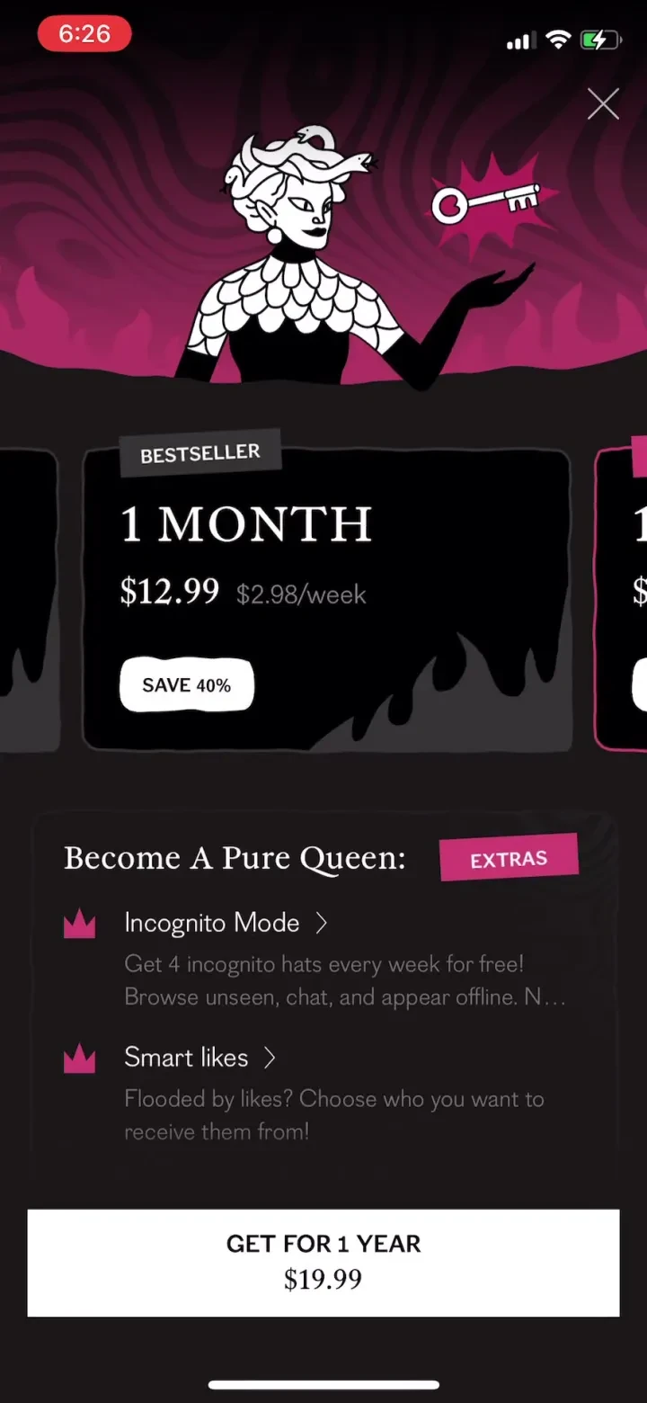 PURE: Open-Minded Dating App paywall screenshot