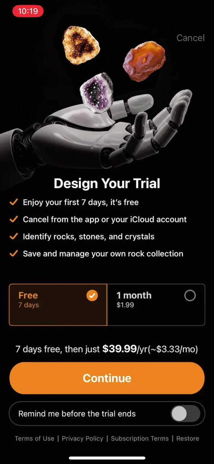 Rock Identifier: Stone ID paywall screenshot