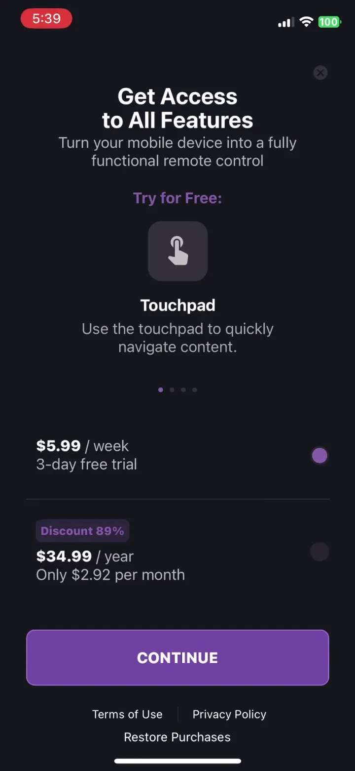 Rokie - Remote for Roku Player paywall screenshot