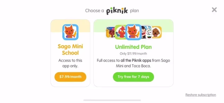 Sago Mini School (Kids 2-5) paywall screenshot