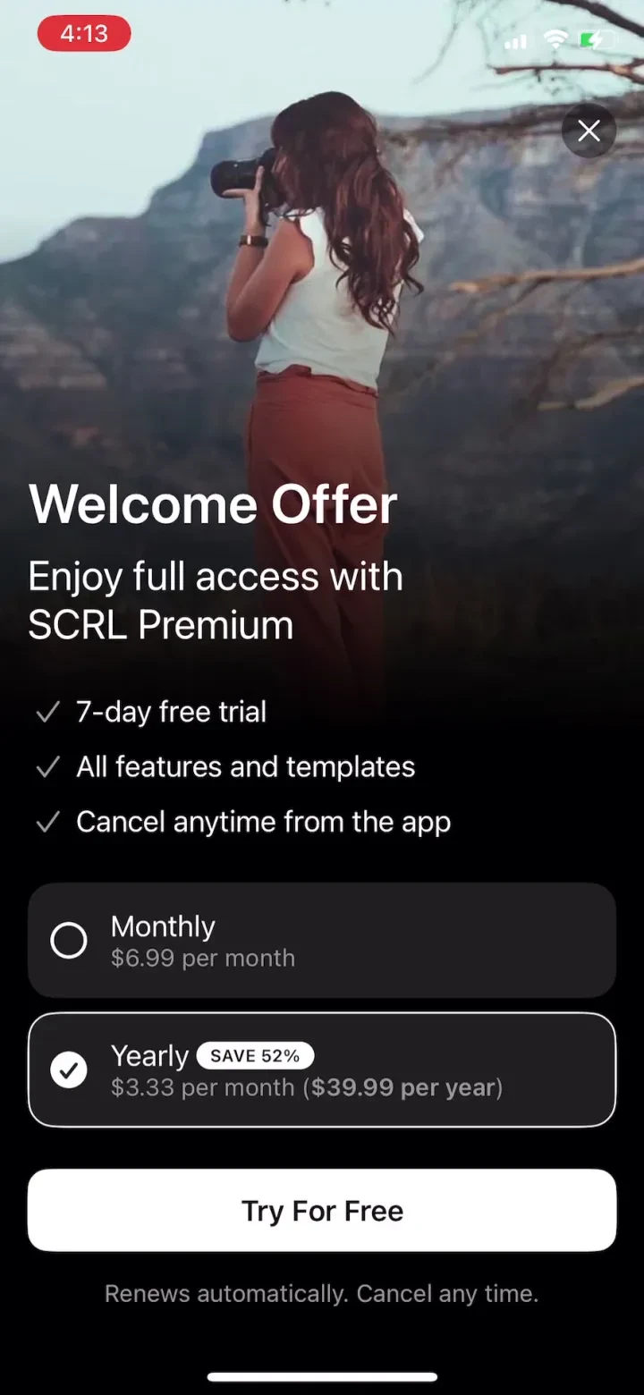 SCRL: Photo Collage Maker paywall screenshot