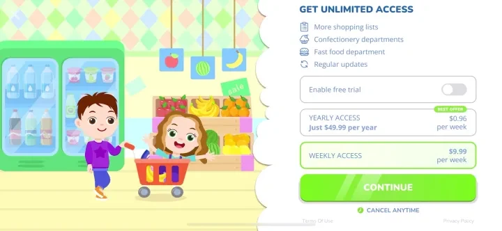 Shopping & Supermarket Games paywall screenshot