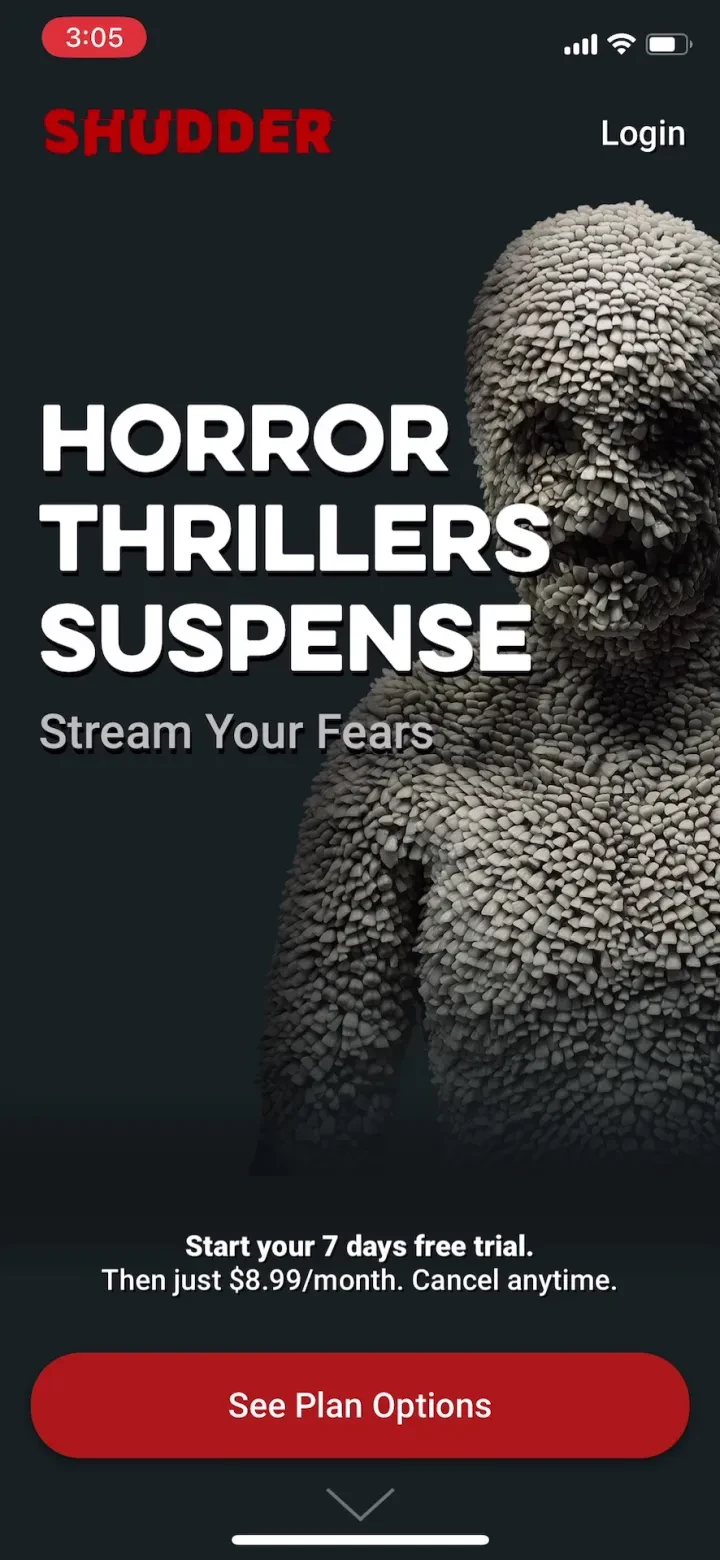 Shudder: Horror & Thrillers paywall screenshot