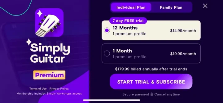 Simply Guitar - Learn Guitar paywall screenshot