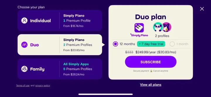 Simply Piano: Learn Piano Fast paywall screenshot