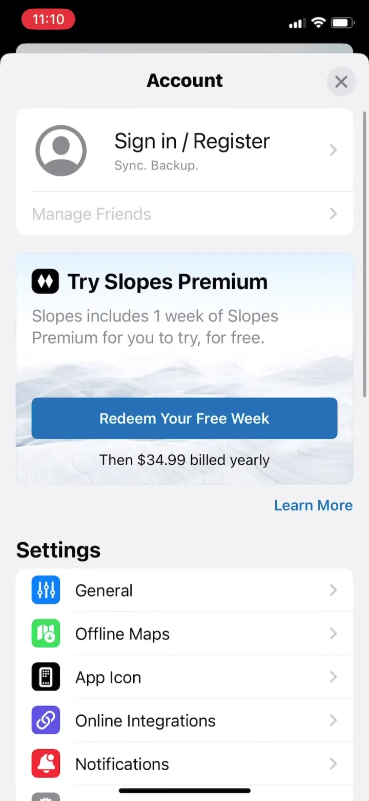 Slopes: Ski & Snowboard paywall screenshot
