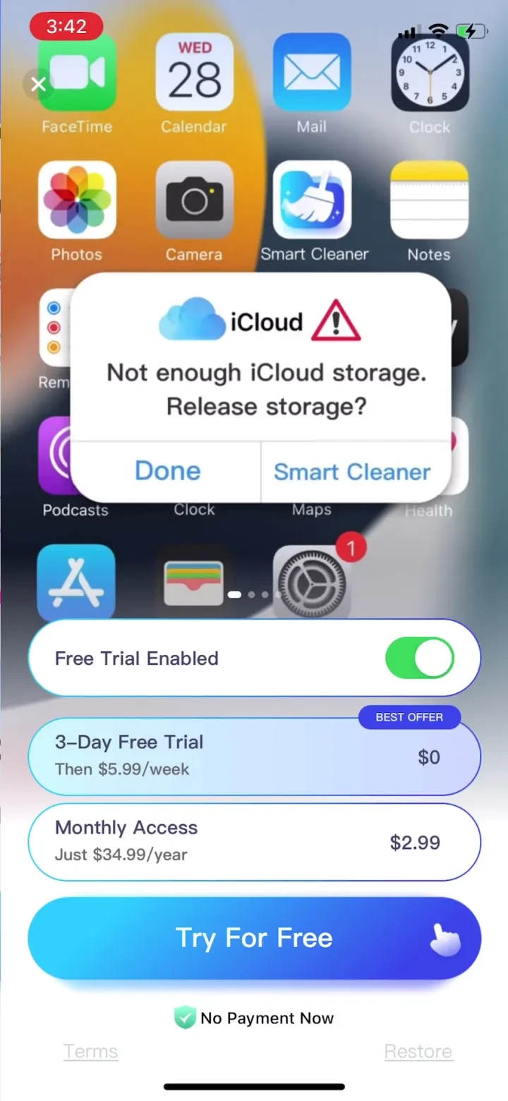 Smart Cleaner: Free Up Storage paywall screenshot
