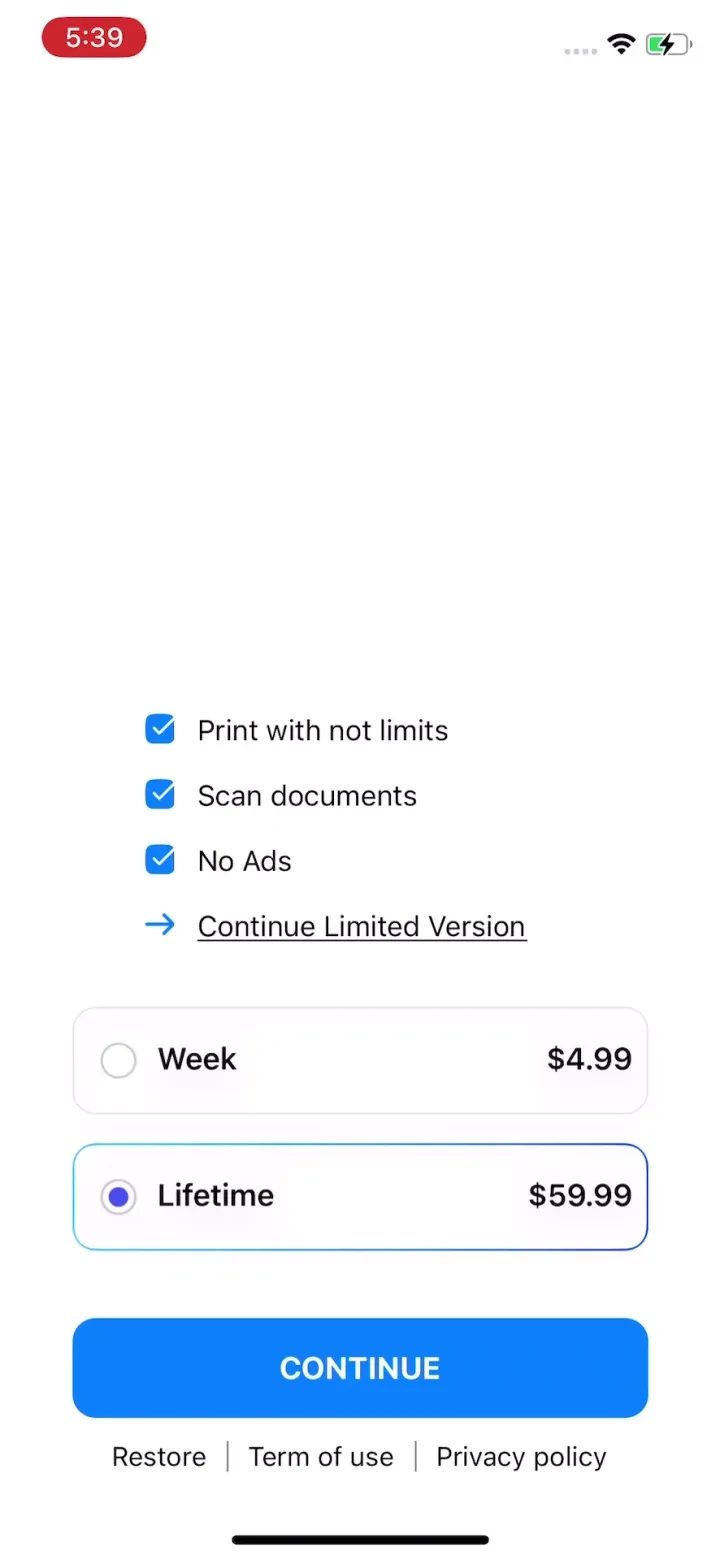 Smart Printer App - Air Print paywall screenshot