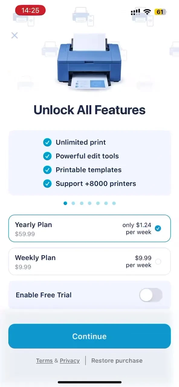 Smart Printer App & Scan paywall screenshot