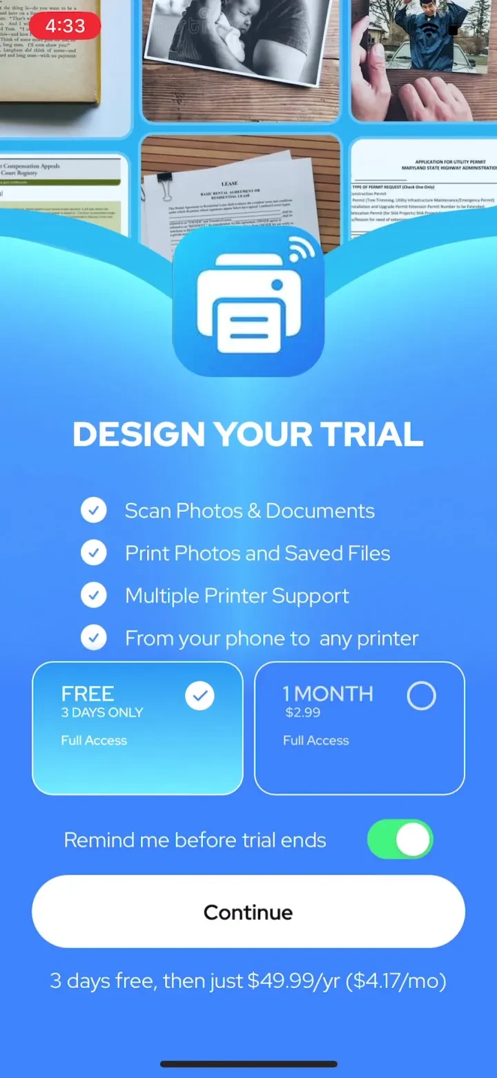Smart Printer App & Scanner paywall screenshot