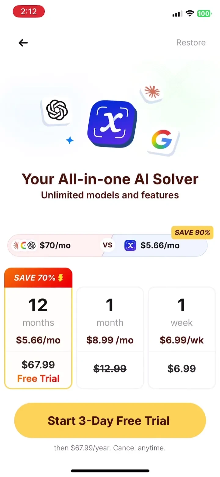Solvely - AI Study Tools paywall screenshot