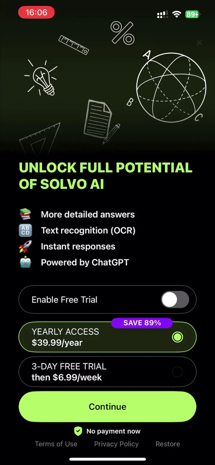 Solvo: AI Homework Helper paywall screenshot