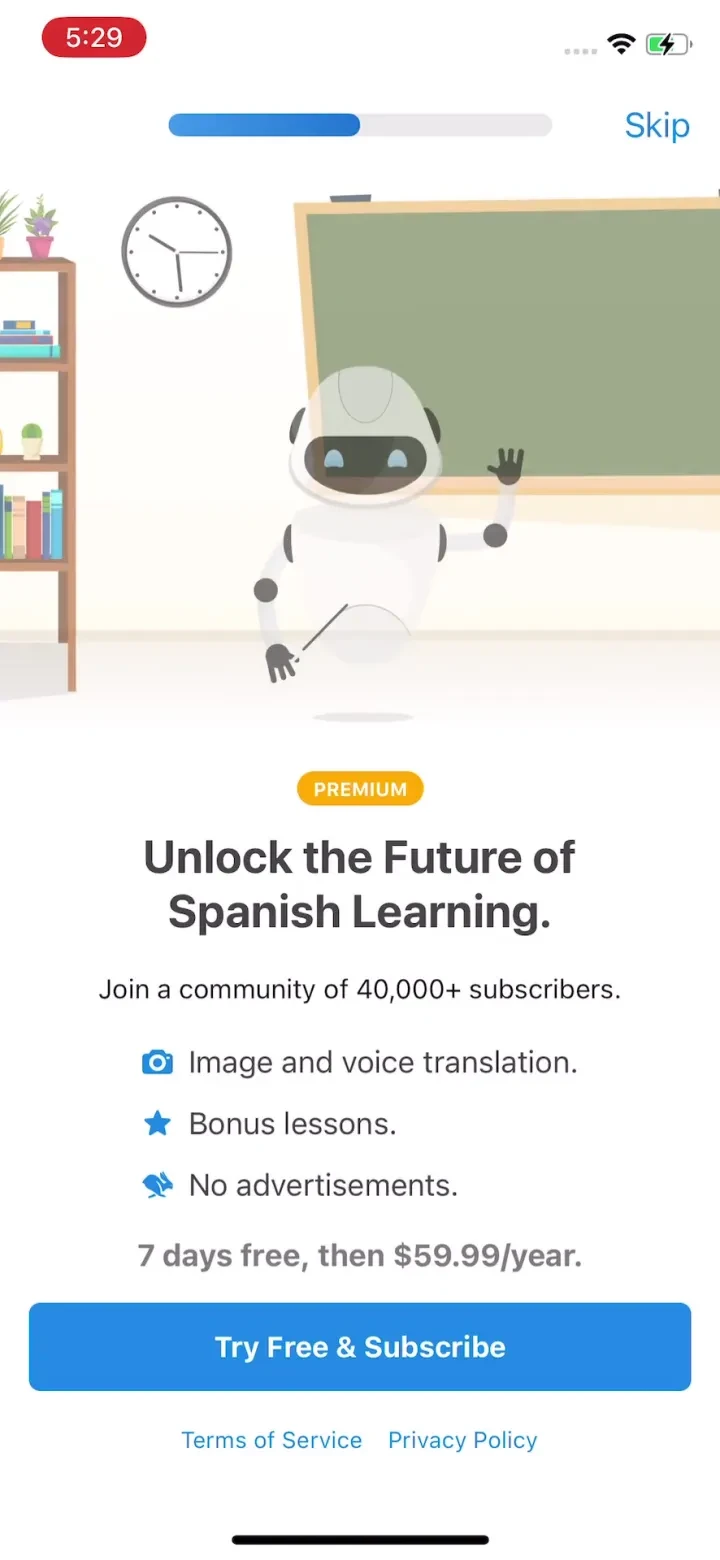 SpanishDictionary.com Learning paywall screenshot