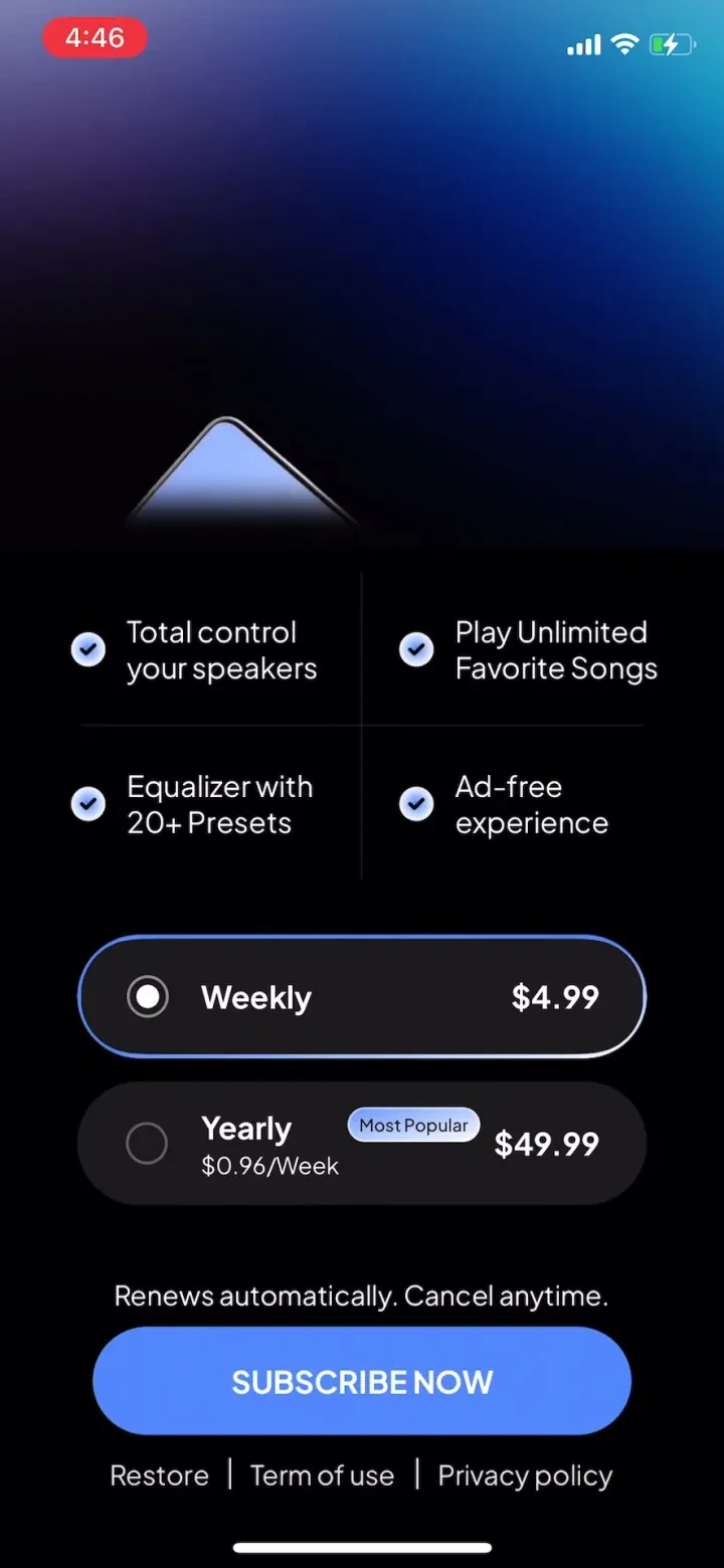 Speaker & Headphones Connect paywall screenshot