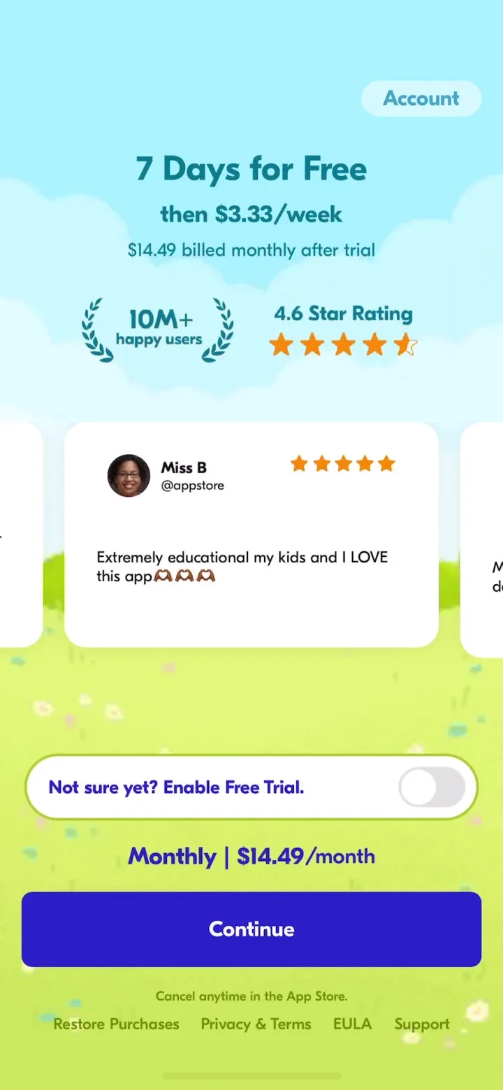 Speech Blubs: Language Therapy paywall screenshot