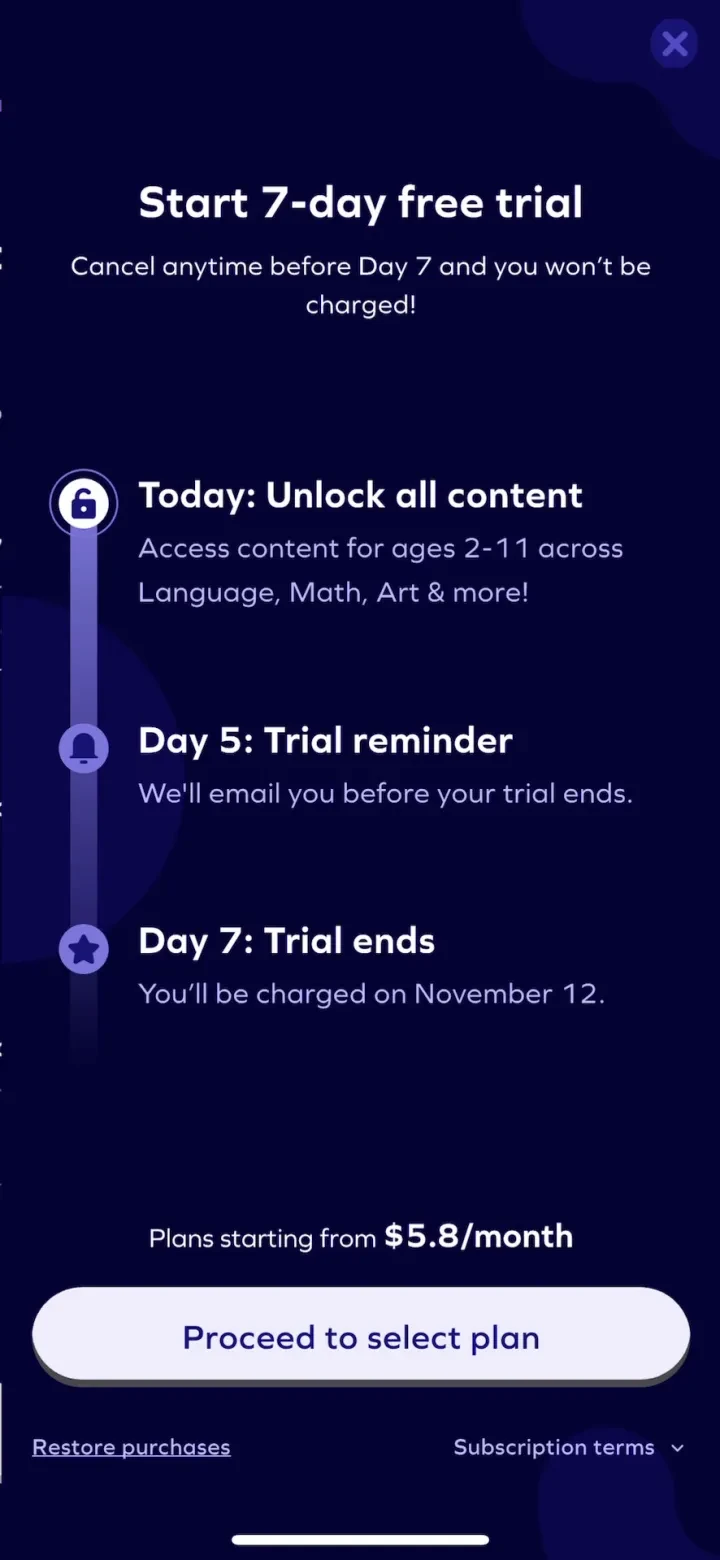 Splash Math: K-5 Learning app paywall screenshot