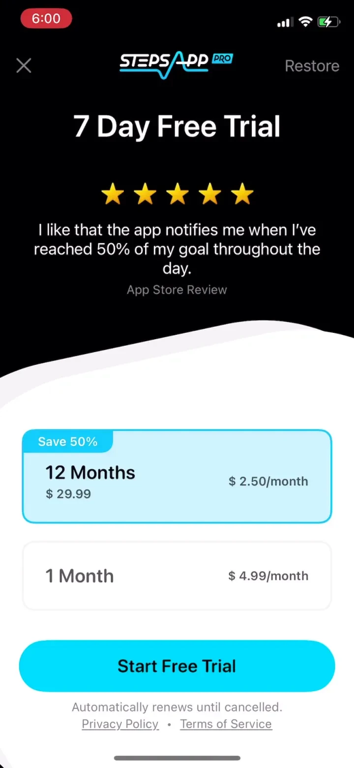 StepsApp Pedometer paywall screenshot