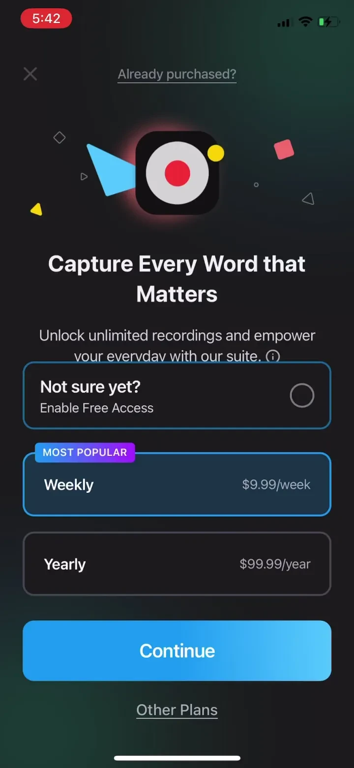 TapeACall: Call Recorder paywall screenshot