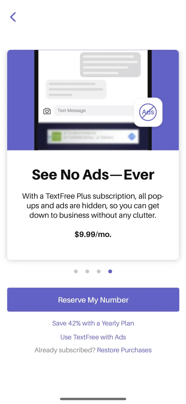 Text Free: Second Phone Number paywall screenshot