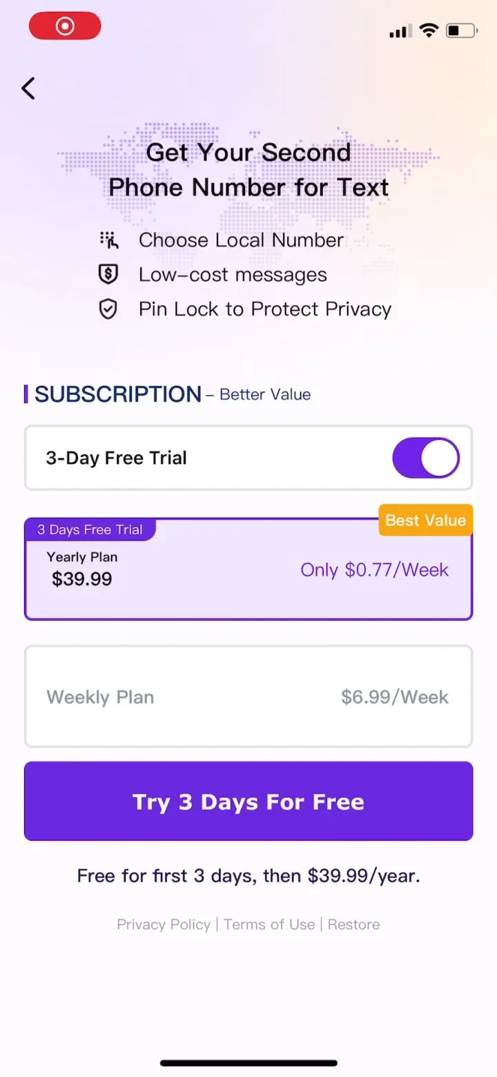 Text Number-Phone Text Message paywall screenshot