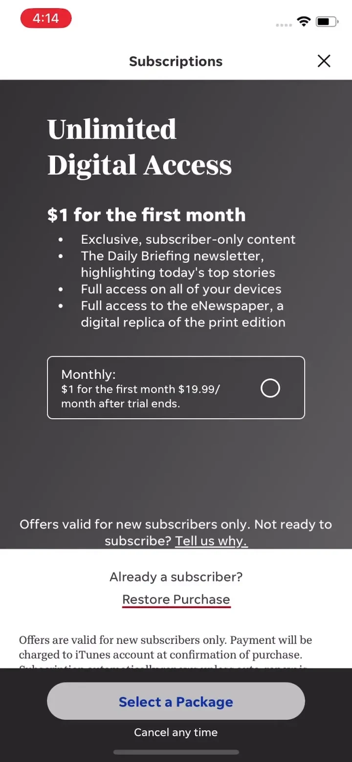 The Detroit News: Local News paywall screenshot