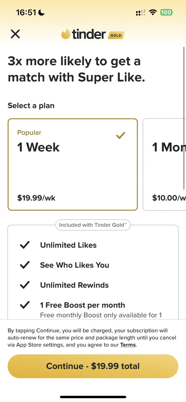 Tinder Dating App: Date & Chat paywall screenshot
