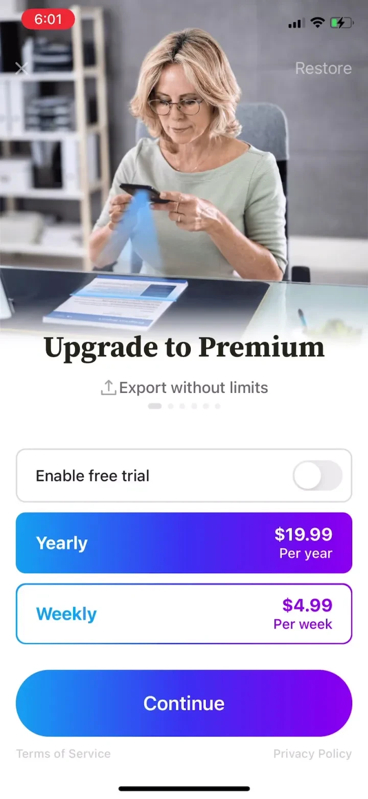 Tiny Scanner - PDF Scanner App paywall screenshot