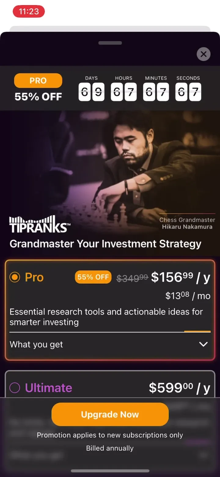 TipRanks Stock Market Analysis paywall screenshot