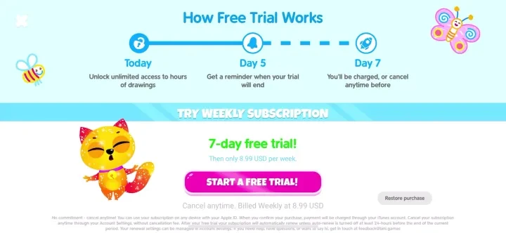 Todli: Drawing Games for Kids paywall screenshot
