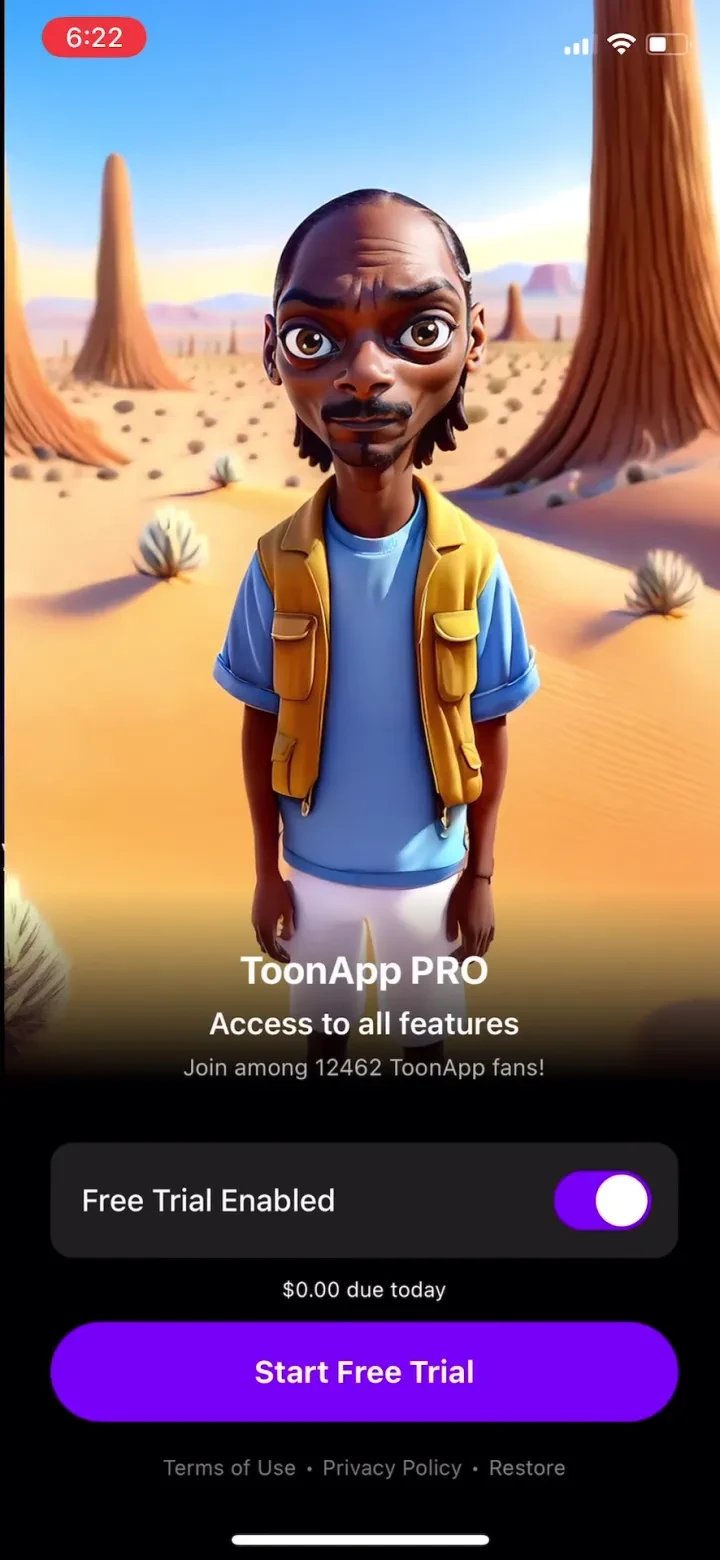 Toonapp: AI Photo & Video Art paywall screenshot
