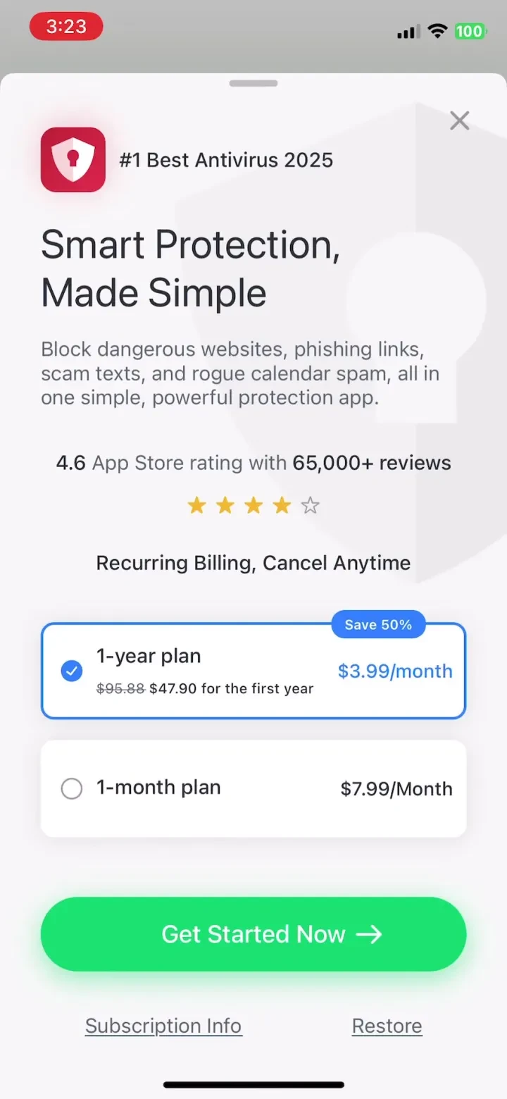 TotalAV paywall screenshot