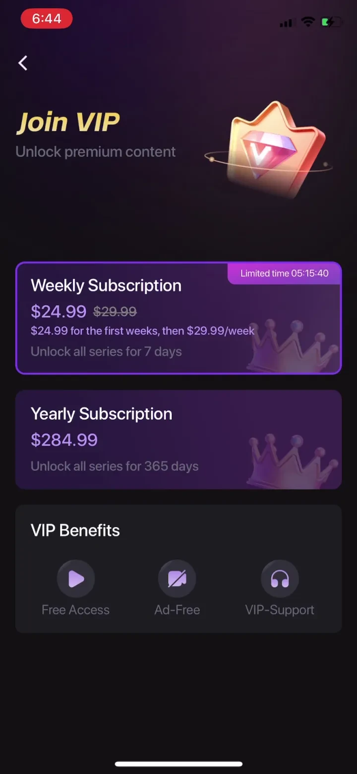 TouchShort-TV paywall screenshot