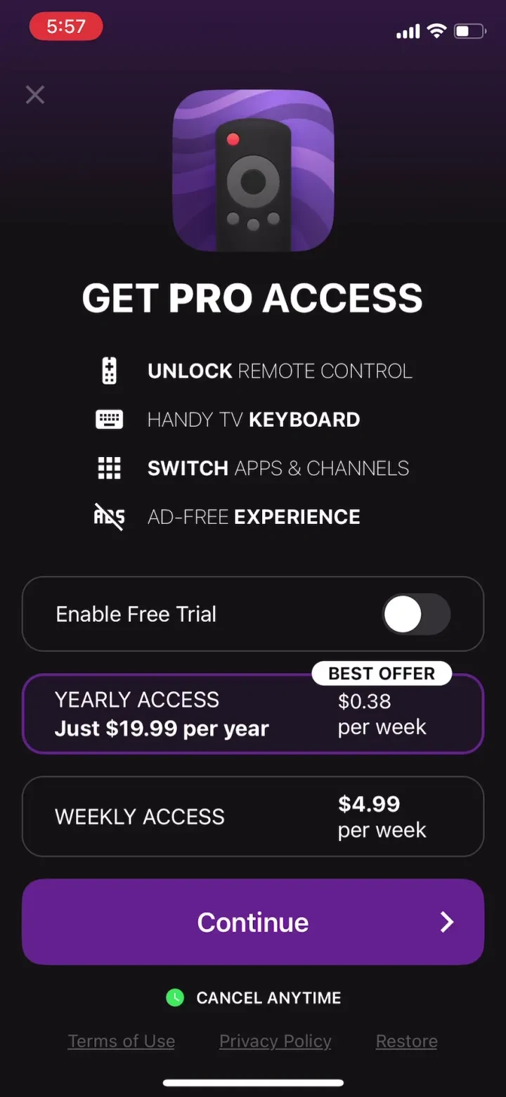 TV Remote - Universal paywall screenshot