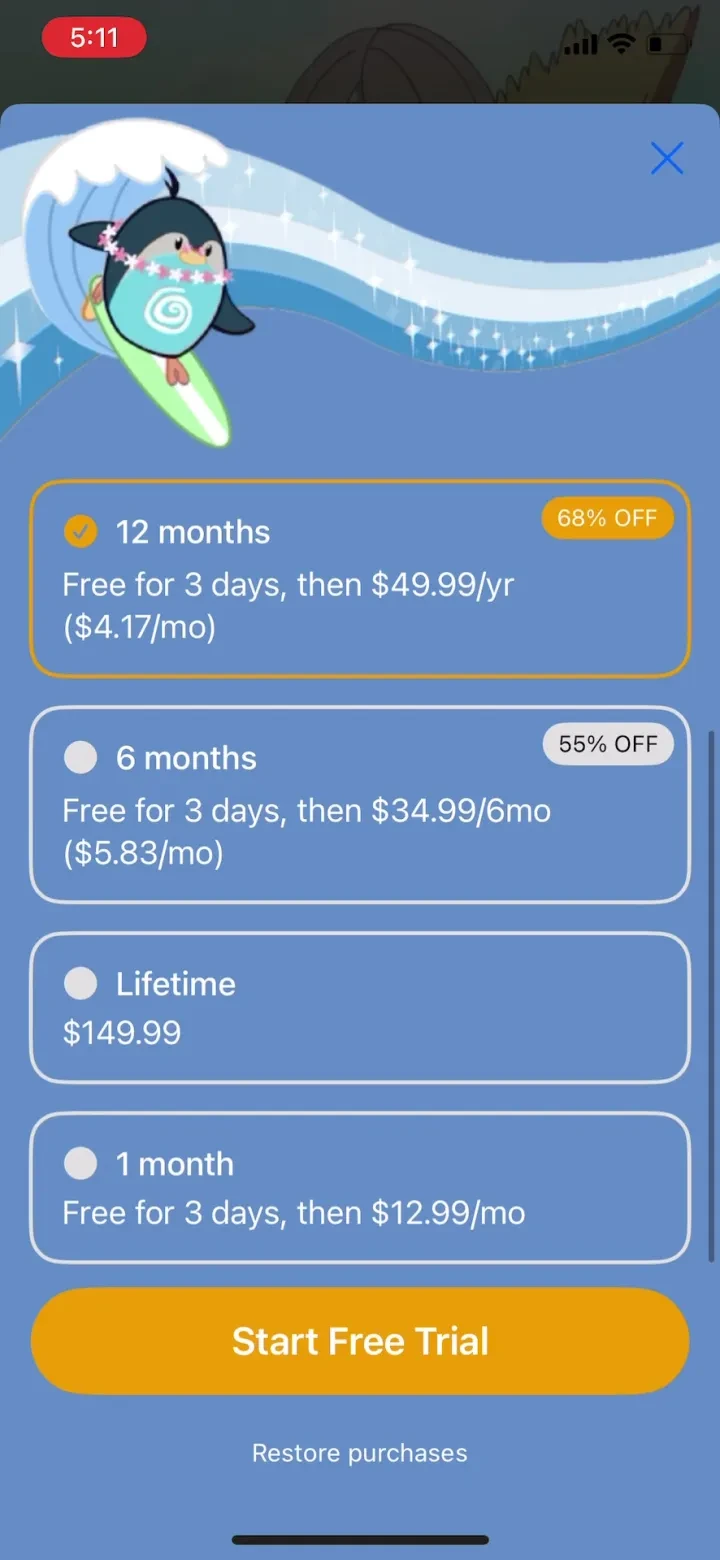 Umi - Language Learning paywall screenshot