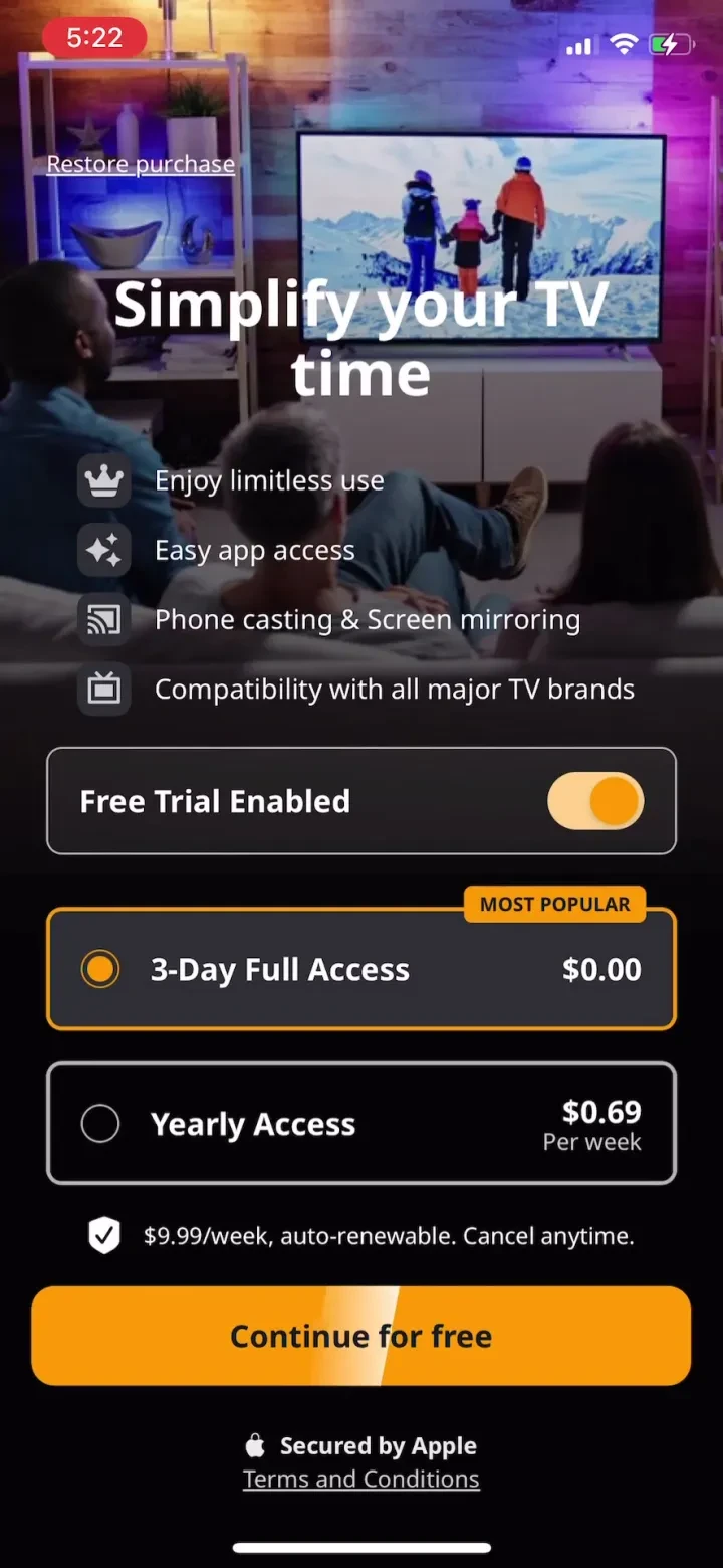 Universal TV Remote Control＊ paywall screenshot